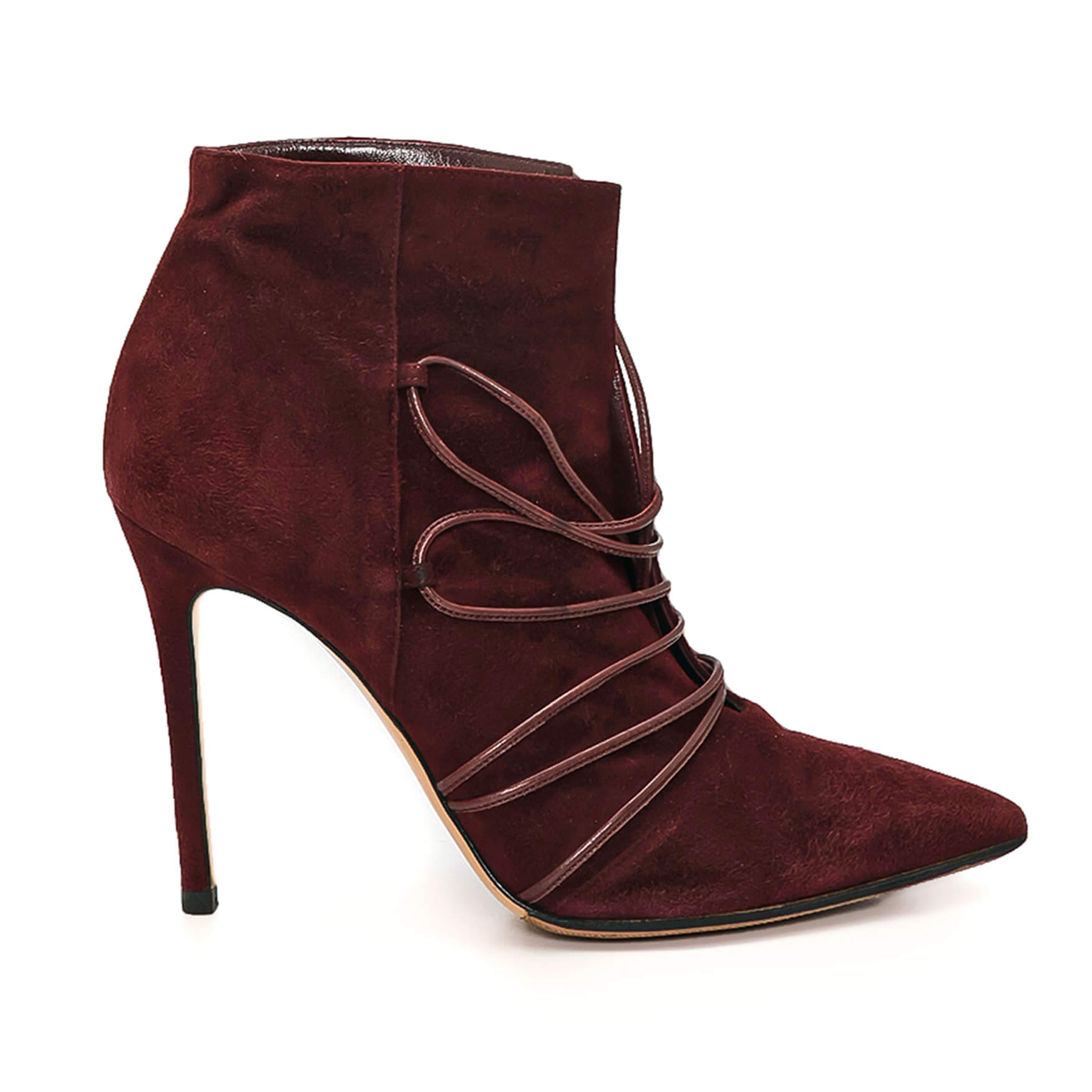 Gianvito Rossi - Bordeaux Suede Lace Up Bootie